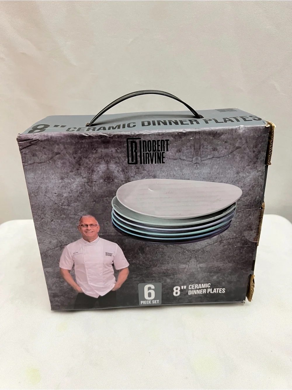 Robert Irvine 6 Piece 8” Ceramic Dinner Plates Multicolor Blue Green Set
